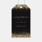 Gold Glitter Black Name Merry kerst Cadeaulabel (Voorkant)