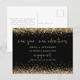 Gold Glitter Black New Adventures Verloving Briefkaart