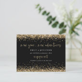 Gold Glitter Black New Adventures Verloving Briefkaart (Staand voorkant)
