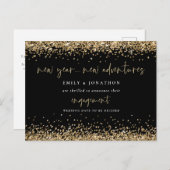 Gold Glitter Black New Adventures Verloving Briefkaart (Voorkant / Achterkant)