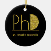 Gold Glitter Black PhD-Afstuderen Keramisch Ornament (Voorkant)