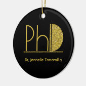 Gold Glitter Black PhD-Afstuderen Keramisch Ornament (Links)