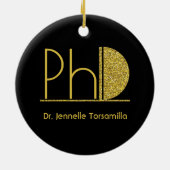 Gold Glitter Black PhD-Afstuderen Keramisch Ornament (Achterkant)