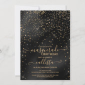 Gold Glitter Black Silk Masquerade Birthday Foto Kaart (Achterkant)