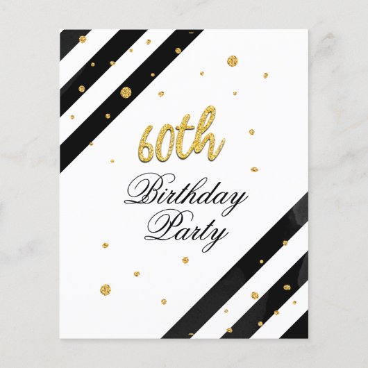 Gold Glitter Black Stripes 60e verjaardag (Achterkant)