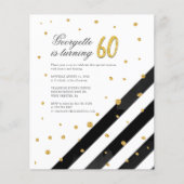 Gold Glitter Black Stripes 60e verjaardag (Voorkant)