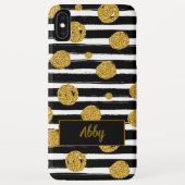 Gold Glitter Black Stripes Case-Mate iPhone Case (Achterkant)