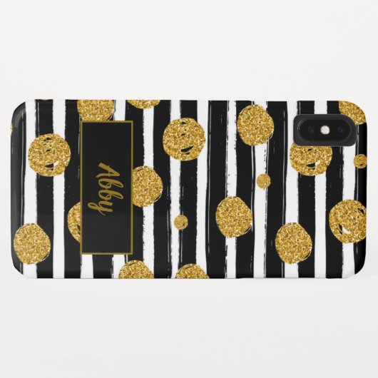 Gold Glitter Black Stripes Case-Mate iPhone Case (Achterkant (horizontaal))
