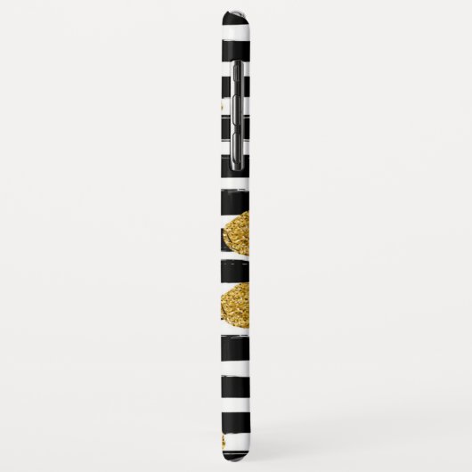 Gold Glitter Black Stripes Case-Mate iPhone Case (Achterkant/links)
