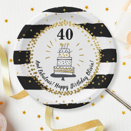 Gold Glitter Black Stripes Elke dag van een fijne  Papieren Bordje