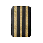 Gold Glitter Black Stripes Monogram Badmat (Voorkant Verticaal)