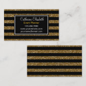 Gold Glitter & Black Stripes Visitekaartje (Voorkant / Achterkant)