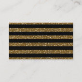 Gold Glitter & Black Stripes Visitekaartje (Achterkant)