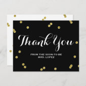 Gold Glitter Black | Vrijgezellenfeest dank u kaar Bedankkaart (Voorkant / Achterkant)