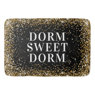 Gold Glitter Black White Dorm Sweet Dorm Badmat