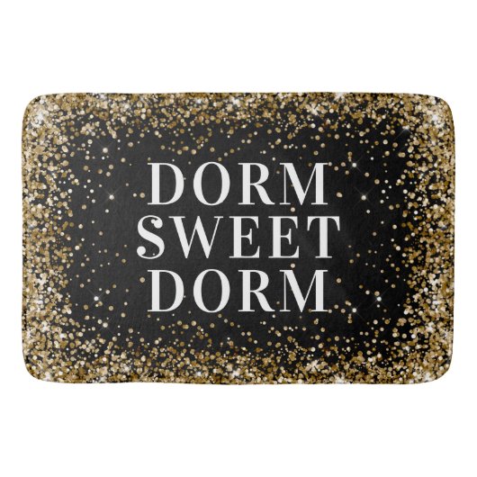 Gold Glitter Black White Dorm Sweet Dorm Badmat (Voorkant)