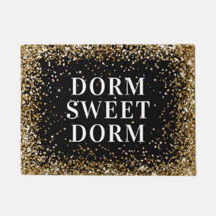 Gold Glitter Black White Dorm Sweet Dorm Deurmat