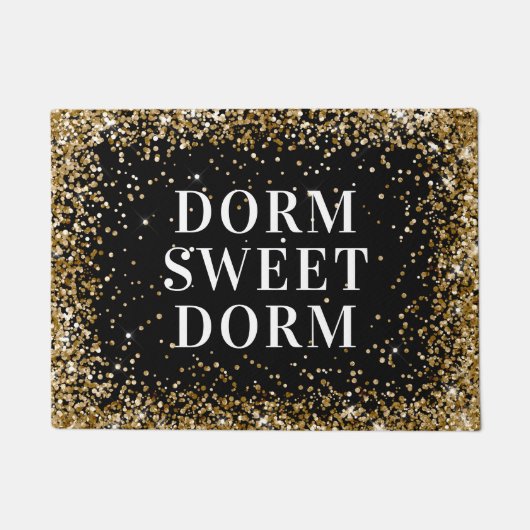 Gold Glitter Black White Dorm Sweet Dorm Deurmat (Voorkant)