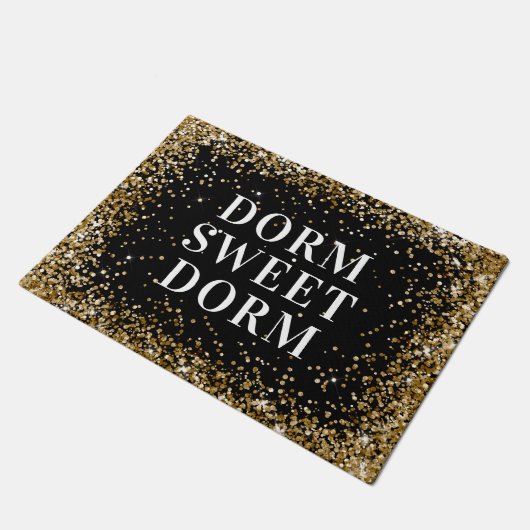 Gold Glitter Black White Dorm Sweet Dorm Deurmat (Schuin)