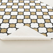 Gold Glitter Black White Geometric Quatrefoil Sherpa Deken (3/4)