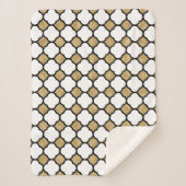 Gold Glitter Black White Geometric Quatrefoil Sherpa Deken (Voorkant)