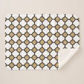 Gold Glitter Black White Geometric Quatrefoil Sherpa Deken (Voorkant (horizontaal))