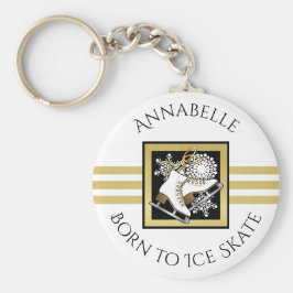 Gold Glitter Black White Ice Skating Custom Sleutelhanger