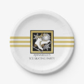 Gold Glitter Black White Ice Skating Papieren Bordje (Voorkant)