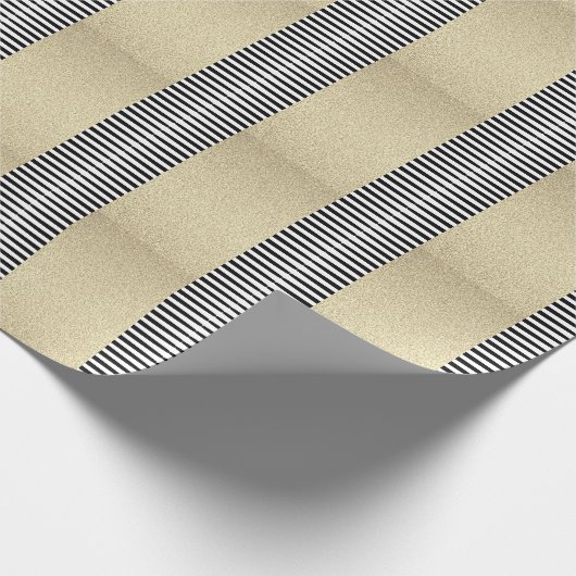 Gold Glitter Black White Stripe Camouflage Modern Cadeaupapier (Hoek)