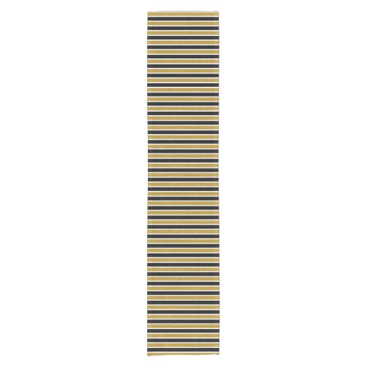 Gold Glitter Black & White Stripes Table Runner Korte Tafelloper (Voorkant)