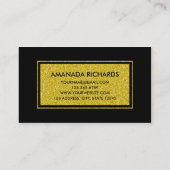 Gold Glitter Black White Stripes Visitekaartje (Achterkant)