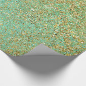 Gold Glitter Blauwgroen Aqua Girly Glam Trendy Par Cadeaupapier (Hoek)