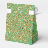 Gold Glitter & Blauwgroen Aqua Glam Monogram Bedankdoosjes (Achterkant)