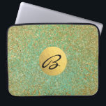 Gold Glitter Blauwgroen Aqua Green Glam Trendy Laptop Sleeve<br><div class="desc">Aangepast Sleeve</div>