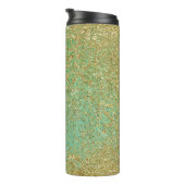 Gold Glitter Blauwgroen Aqua Modern Glam Trendy Thermosbeker (Geroteerd rechts)