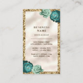 Gold Glitter Blauwgroen Cake Balloons Event Planne Visitekaartje (Achterkant)
