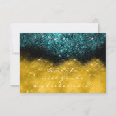 Gold Glitter Blauwgroen Ocean Confetti Wow Bridesm Kaart (Voorkant)