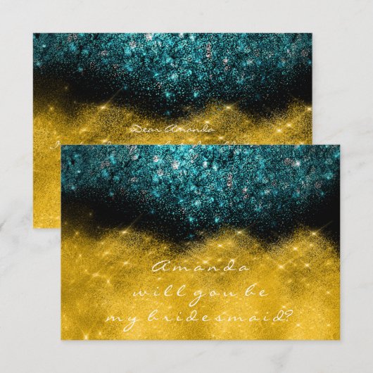 Gold Glitter Blauwgroen Ocean Confetti Wow Bridesm Kaart (Voorkant / Achterkant)
