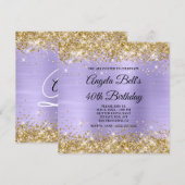 Gold Glitter Bleek Lavender Shimmer Folie Monogram Kaart (Voorkant / Achterkant)