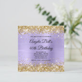 Gold Glitter Bleek Lavender Shimmer Folie Monogram Kaart (Staand voorkant)