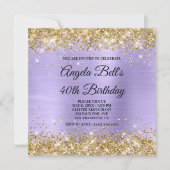 Gold Glitter Bleek Lavender Shimmer Folie Monogram Kaart (Voorkant)