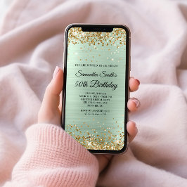 Gold Glitter Bleek Mint Folie 50e verjaardag Kaart