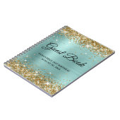 Gold Glitter Bleek Turquoise 21st Bday Guestbook Notitieboek (Linkerzijde)
