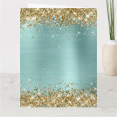Gold Glitter Bleek Turquoise Big Happy Birthday Kaart (Achterkant)