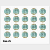 Gold Glitter Bleek Turquoise Folie 50e verjaardag Ronde Sticker (Vel)