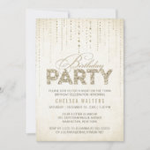 Gold Glitter Blithday Party Kaart (Voorkant)