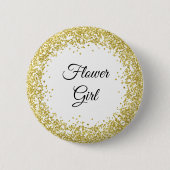 Gold Glitter. Bloemenmeisje. Ronde Button 5,7 Cm (Voorkant)