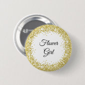 Gold Glitter. Bloemenmeisje. Ronde Button 5,7 Cm (Voorkant /achterkant)