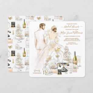 Gold Glitter Blonde Bride Vrijgezellenfeest Kaart