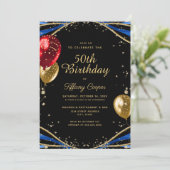 Gold Glitter Blue Agate Womans 50th Birthday Kaart (Staand voorkant)